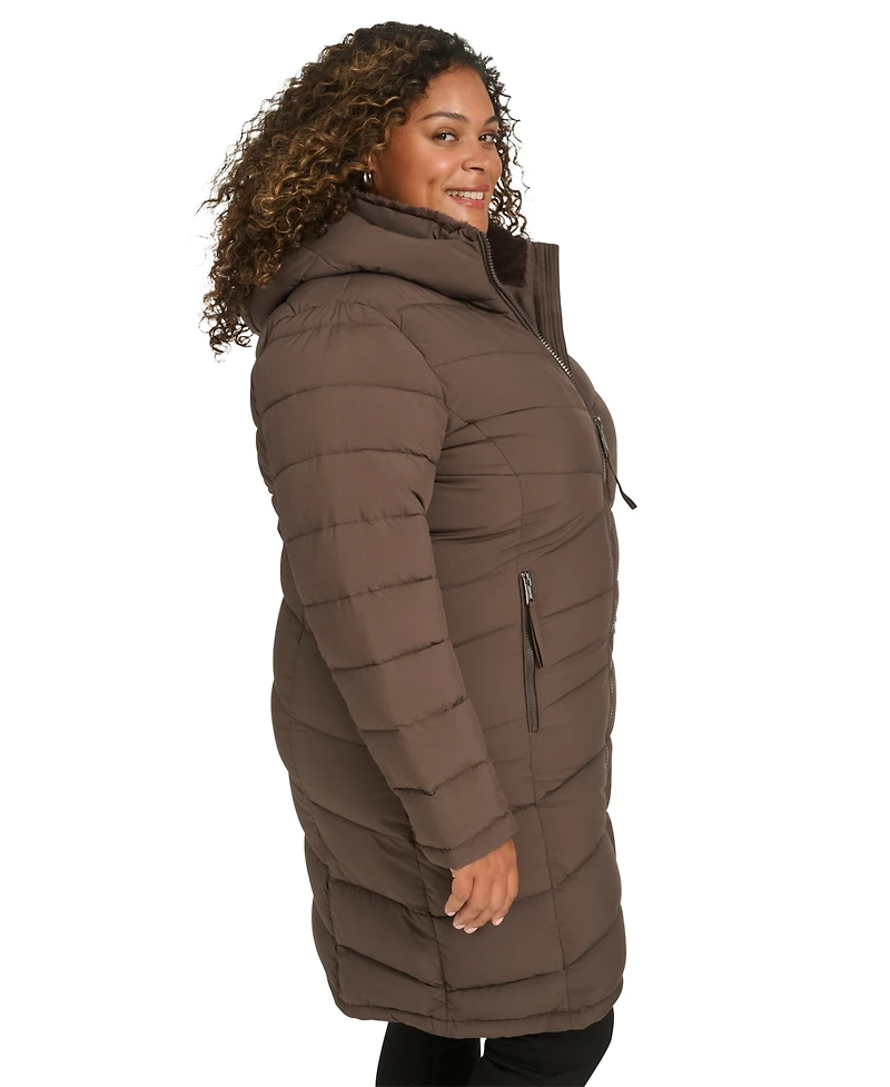 Calvin Klein Plus Size Hooded Zip-Front Puffer Coat