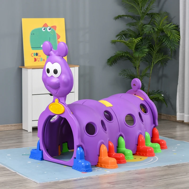 Caterpillar Climbing Tunnel for Kids Climb-n-Crawl Toy Indoor & Outdoor Toddler Play Structure for 3-6 Years Old, Purple
