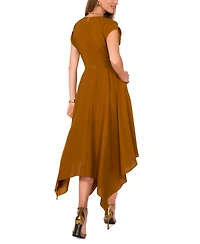 1.state Women's Midi Tie-Front Handkerchief-Hem Dress