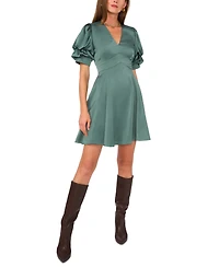 1.state Women's Tiered Bubble-Sleeve V-Neck Mini Dress