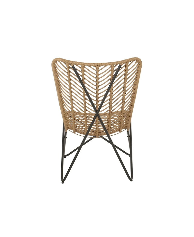 Boho-Chic Wicker Patio Chair Set With Geometric Base