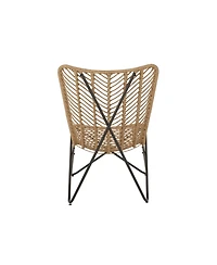 Boho-Chic Wicker Patio Chair Set With Geometric Base