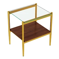 Streamdale Furniture Set of 2 Rectangle End Table, Tempered Glass Tabletop with Mdf layer, Modern Table for Living Room, Transparent Glass