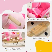 Baby Rocking Horse, Ride on Unicorn with 32 Songs, Toddler Rocker Toy with Wooden Base Seat Safety Belt for 1.5-3 Year Old, Pink