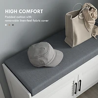 Shoe Bench, Entryway Bench with Shoe Storage, Cushion, Hidden Compartments, Adjustable Shelves and Shutter Doors, 35.4" Shoe Organizer for Entryw