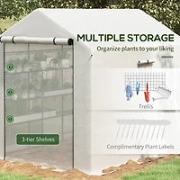 8' x 6' x 7' Walk-in Greenhouse with Mesh Door and Windows, 18 Shelf Green House with Trellis, Plant Labels, Uv protective for Growing Flowers, Herbs,