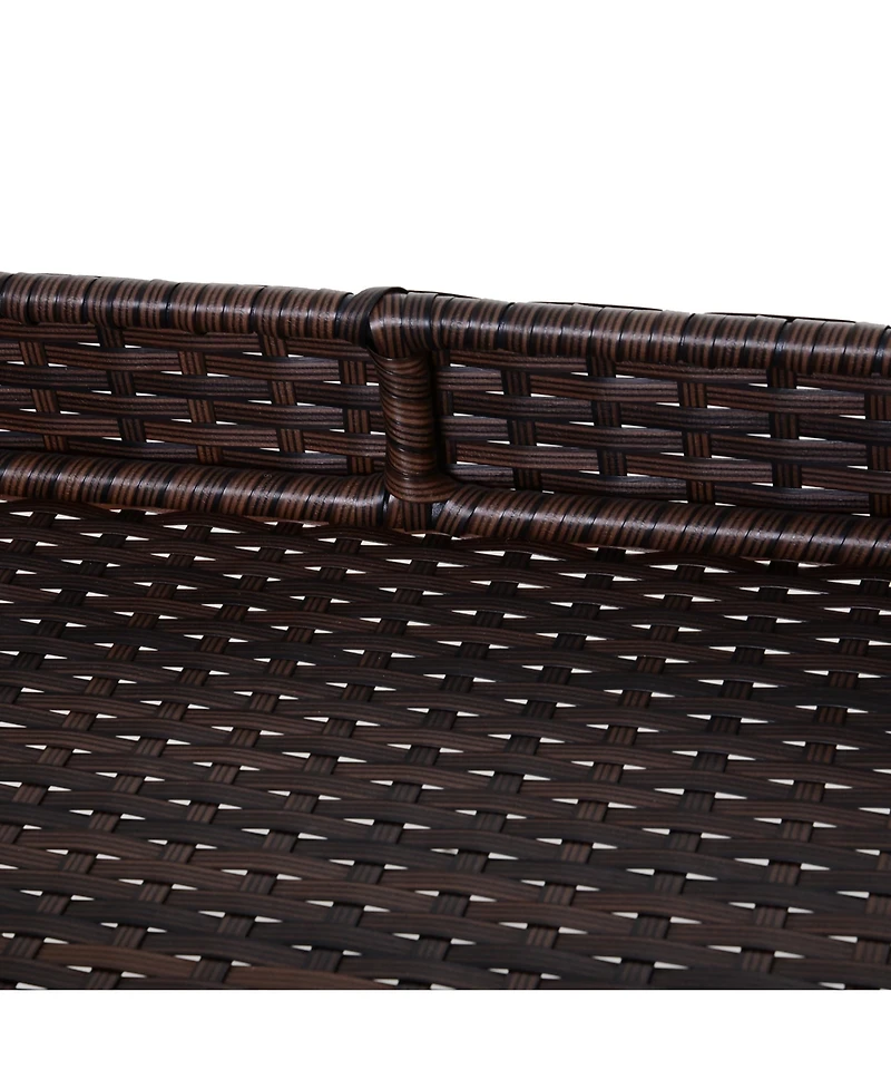 Rattan Wicker Serving Cart: 2-Tier Outdoor Bar Cart with Brakes