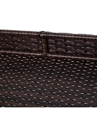 Rattan Wicker Serving Cart: 2-Tier Outdoor Bar Cart with Brakes