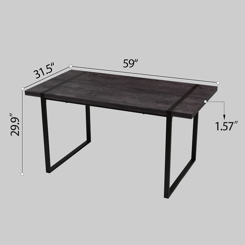 Streamdale Industrial Black Mdf Dining Table (59")