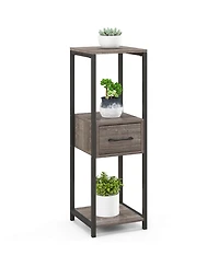 1 Pack 3 Tier Tall Metal Plant Stand Indoor Plant Table with Drawer Anti-tipping Devices