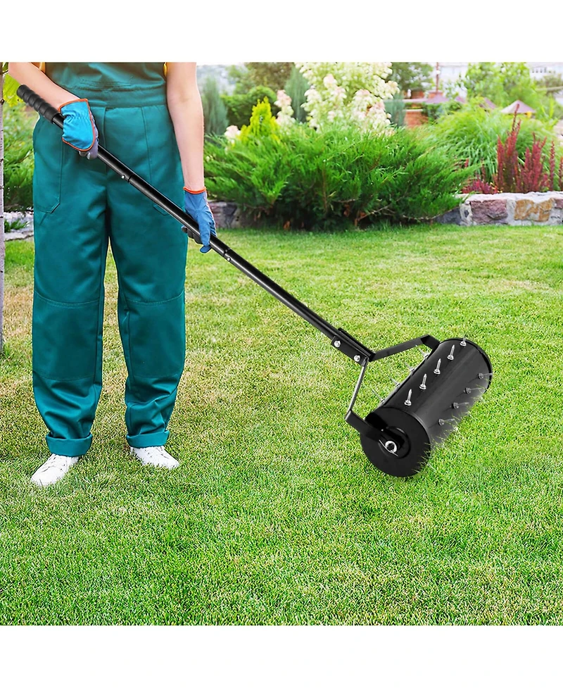 Costway 18" Manual Lawn Aerator Grass Aeration Tool Filled with Sand or Stone with Handle