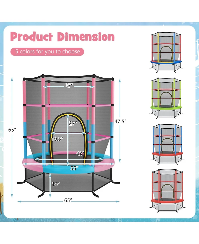 55" Kids Trampoline Bouncing Jumping Mat Recreational