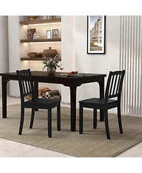 Wood Dining Chair Set of 2 with Rubber Legs Curved Backrest for Kitchen