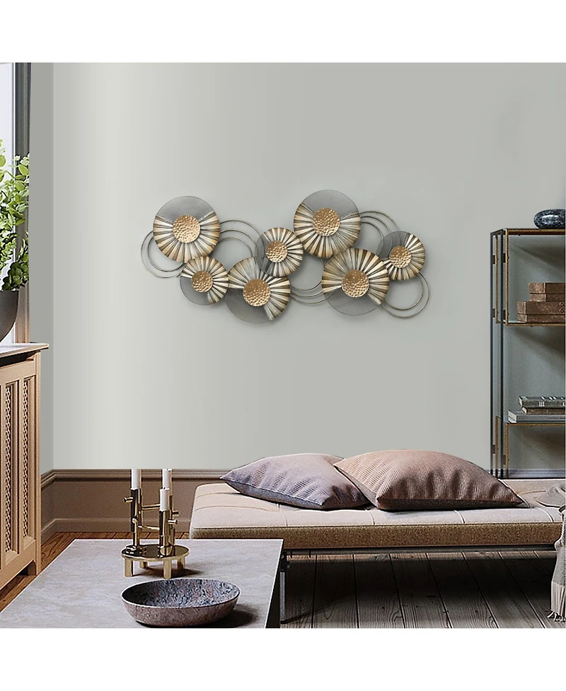 LuxenHome 47" W Distressed Metal Modern Flower Wall Decor