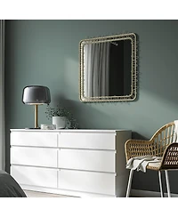 LuxenHome Gold Metal Frame 30.2-In Square Accent Wall Mirror