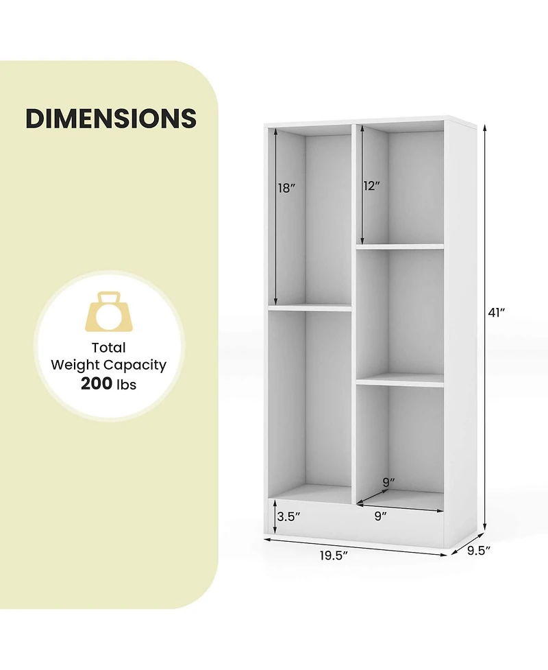5-Cube Bookcase for Kids 41" Wooden Toy Storage Organizer for Kid's Room