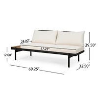 Streamdale Theo 2-Seater Acacia Wood And Iron Sofa With Water-Resistant Cushions