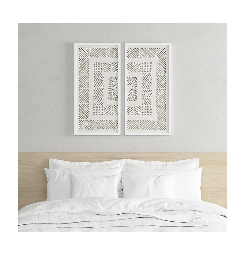 Streamdale Framed Geometric Rice Paper Panel 2-piece Shadowbox Wall Decor Set