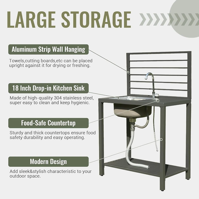 Streamdale Outdoor Kitchen Island w/Sink, Storage & Cover