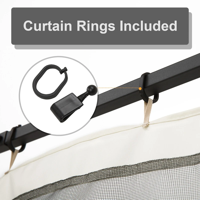 10' x 10' Replacement Mesh Sidewall Netting for Patio Gazebos and Canopy Tents with Zippers (Sidewall Only), Cream
