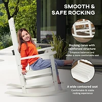 Outdoor Rocking Chair, All Weather-Resistant Hdpe Rocking Patio Chairs with Rustic High Back, Armrests, Oversized Seat and Slatted Backrest, 350lbs We