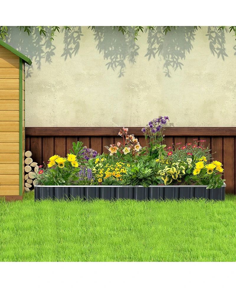 8.5' x 3' x 1' Raised Garden Bed, Galvanized Metal Planter Box for Vegetables Flowers Herbs, Dark Gray