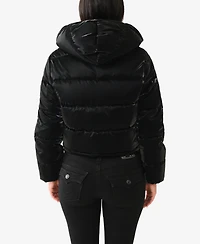 True Religion Women's Hooded Double Collar Puffer Jacket