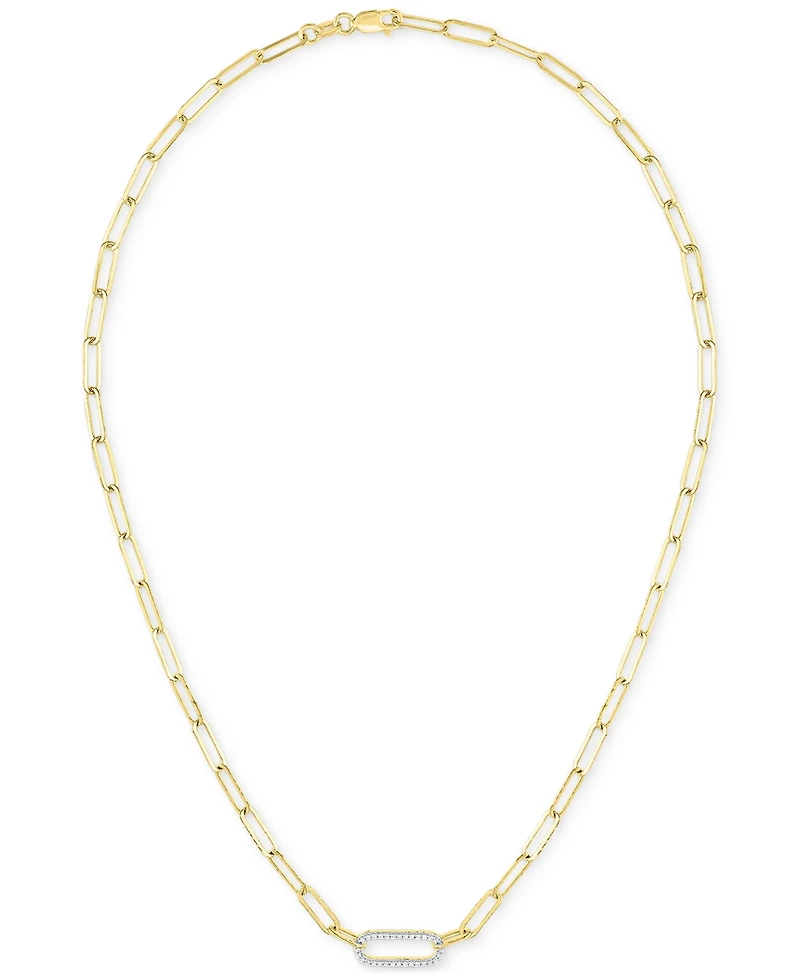 2-Pc. Set Diamond Paperclip Link Collar Necklace & Bracelet (1/4 ct. t.w.) in 14k Gold-Plated Sterling Silver