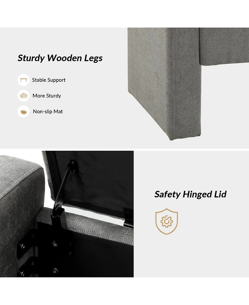 Hulala Home Casio Upholstered 55.1" Wide Storage Bench with Button-tufted Design