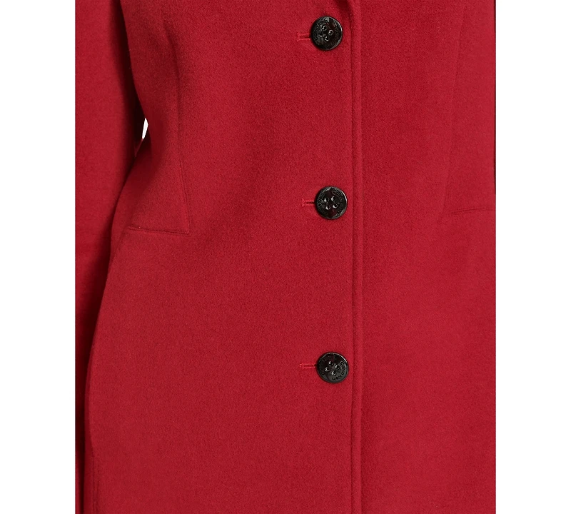 Calvin Klein Womens Single-Breasted Wool Blend Coat