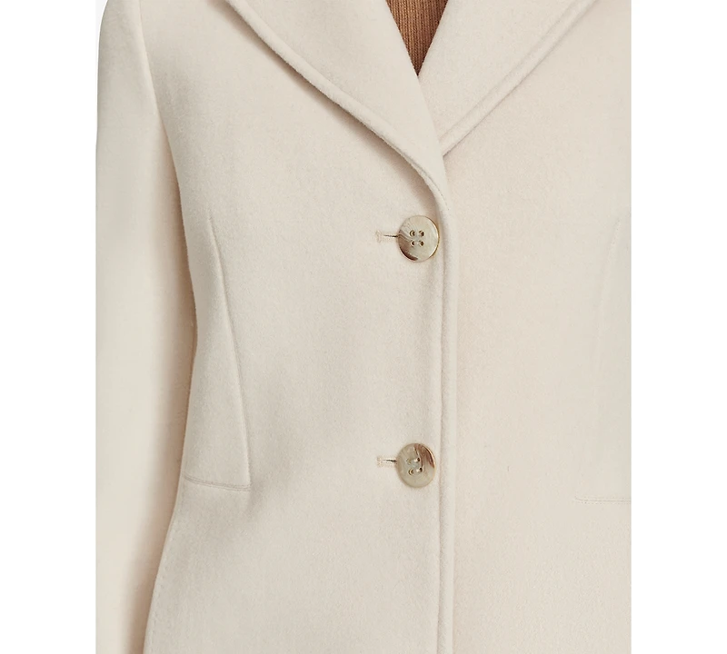 Calvin Klein Womens Single-Breasted Wool Blend Coat