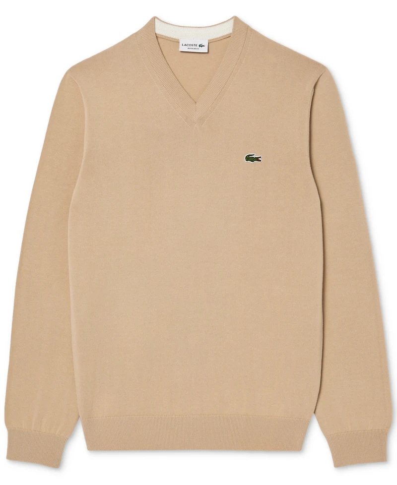 Lacoste Men's Regular-Fit Solid V-Neck Sweater - 02S