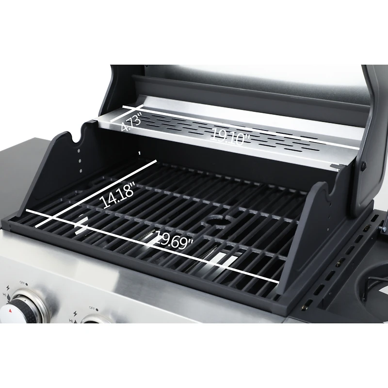 Streamdale Furniture 3-Burner Propane Gas Grill, 37230BTU with Enameled Cast Iron Grids