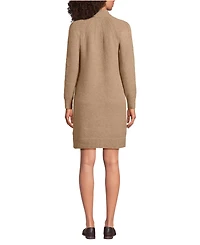 Lands' End Women's Boucle Long Sleeve Raglan Mock Neck Sweater Dress