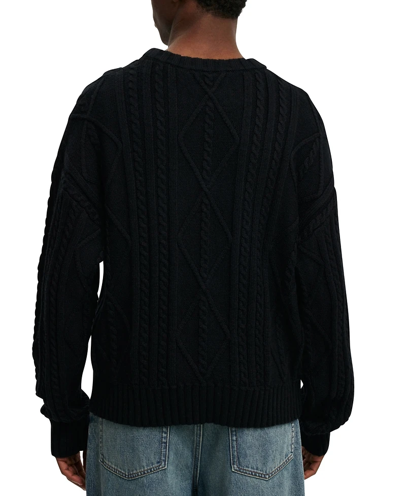Cotton On Men's Cable Knit Crew Sweater