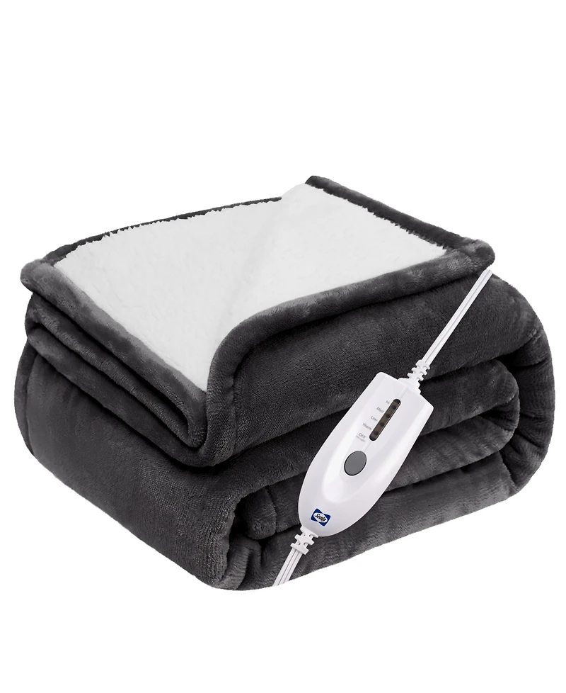 Sealy Heated Flannel and Sherpa Throw, 50" x 60"
