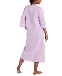 Miss Elaine Women's 3/4-Sleeve Zip-Front Seersucker Robe