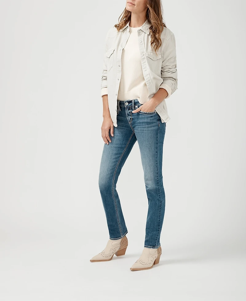 Silver Jeans Co. Women's Suki Mid Rise Curvy Fit Straight