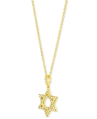 Diamond Star of David Pendant Necklace (1/4 ct. t.w.) in 14k White or Yellow Gold, 16" + 2" extender