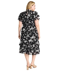 Maggy London Plus Size Floral Organza Midi Dress
