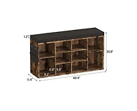 gaomon Shoe Bench, 104 Inch Shoe Storage Bench with Cushion and Side Pocket, 10 Cubbies Shoe Rack with Adjustable Shelves, Shoe Organizer Cabinet for