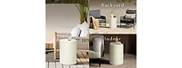 LuxenHome Outdoor Side Table, 18'' Cement Outdoor End Tables for Patio, Garden Accent Table, Modern Small Round Side Table