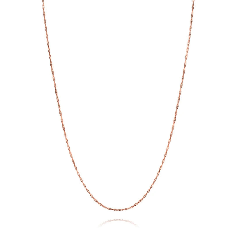 Bling Jewelry Thin 1.5MM Singapore Twisted Rope Chain Necklace Rose Gold Plated Silver