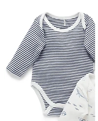 Purebaby Baby Boys Easy Neck L/S Bodysuit 2 pack