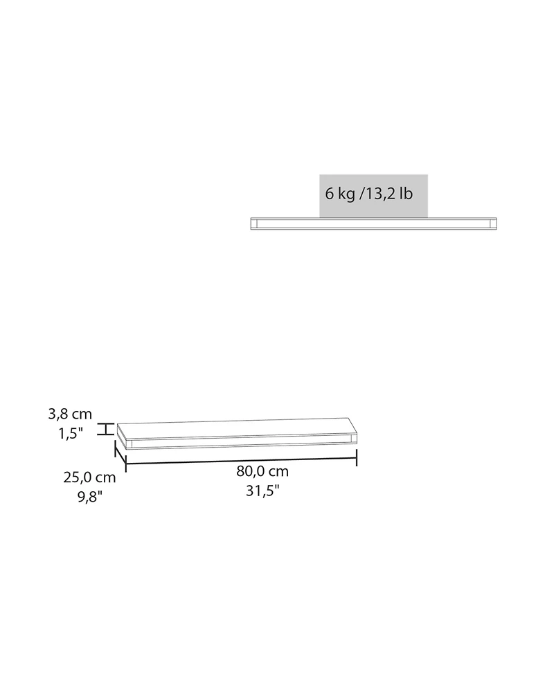 Fm Furniture Iva Floating Shelf in Melamine x2,light Pine