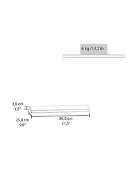 Fm Furniture Iva Floating Shelf in Melamine x2,light Pine