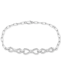 Diamond Bow Chain Paperclip Link Bracelet (1/6 ct. t.w.) in Sterling Silver, Created for Macy's