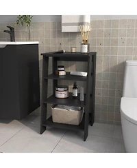 Fm Furniture McNeal Freestanding Bathroom Shelf With Open Storage, Black
