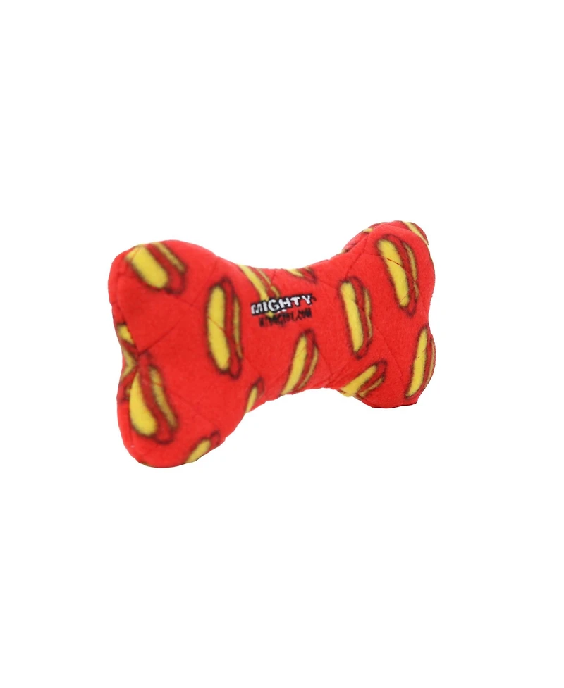 Mighty Medium Bone Red, Durable Squeaky Dog Toy