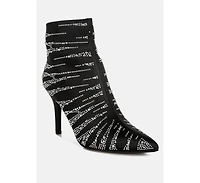 Toget Satin Rhinestone Ankle Party Boots Women